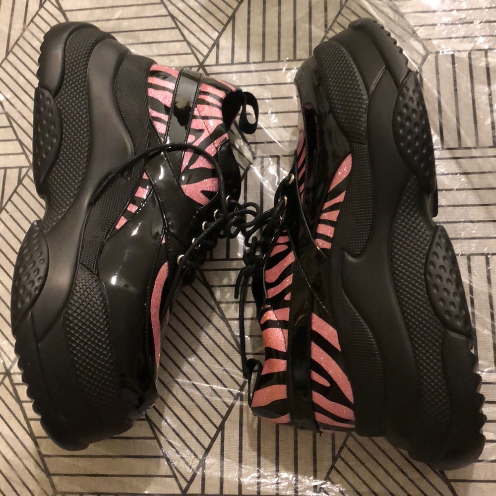 Pink roll up platform sneakers